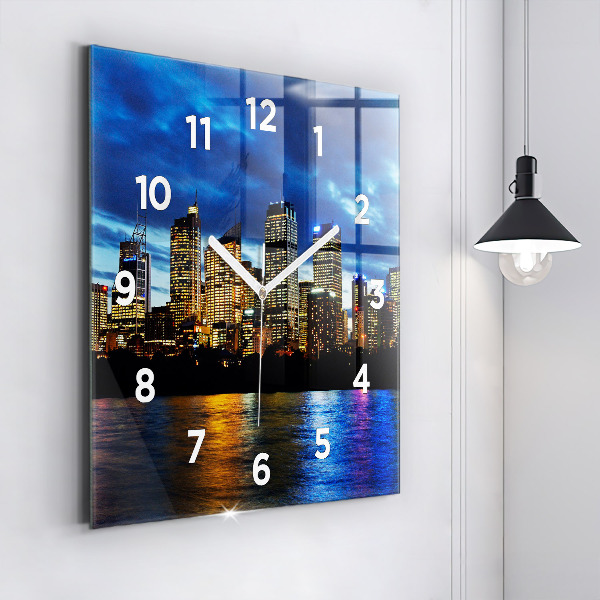 Square wall clock Sydney In The Evening