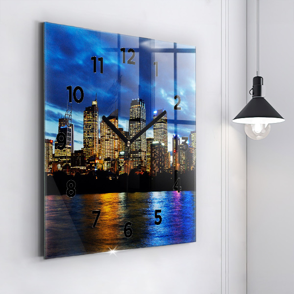 Square wall clock Sydney In The Evening