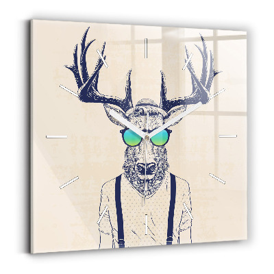 Square wall clock Abstract deer