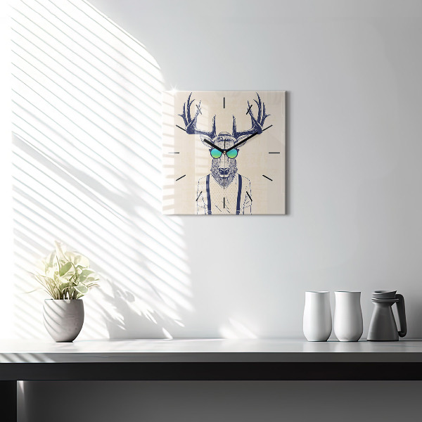 Square wall clock Abstract deer