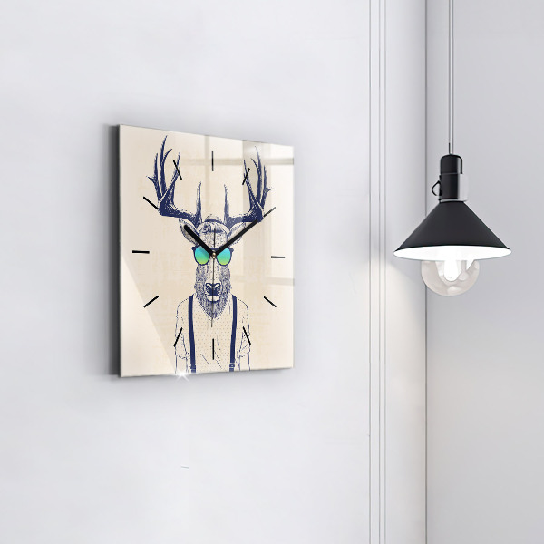 Square wall clock Abstract deer