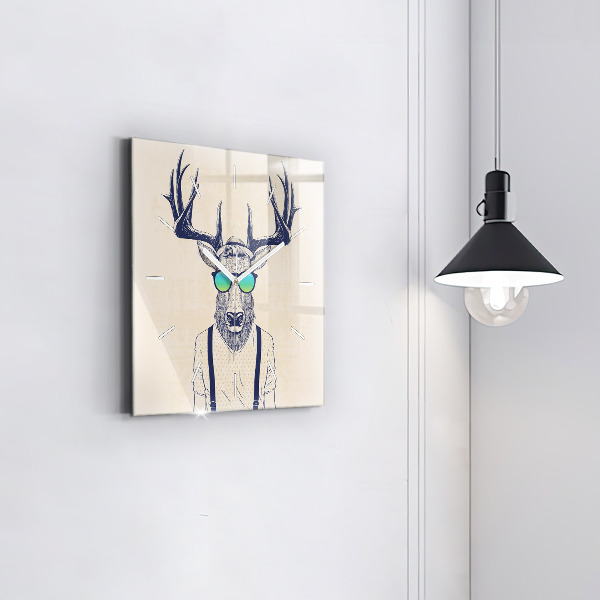 Square wall clock Abstract deer