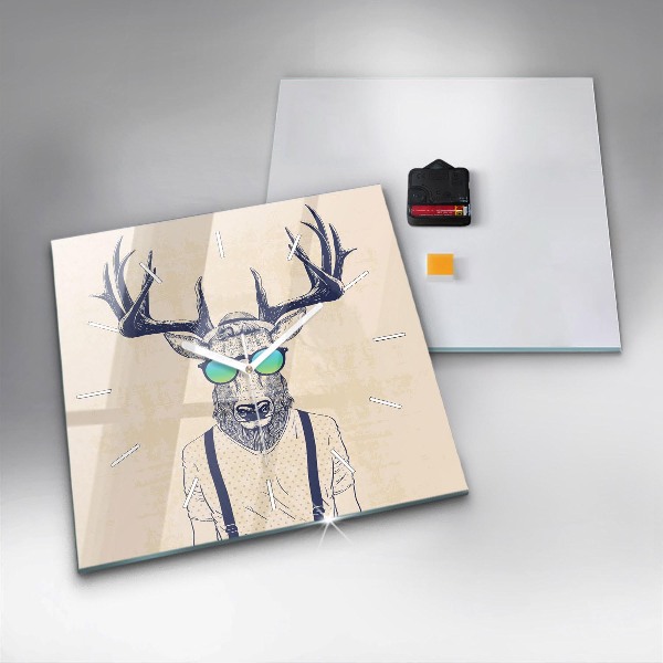 Square wall clock Abstract deer