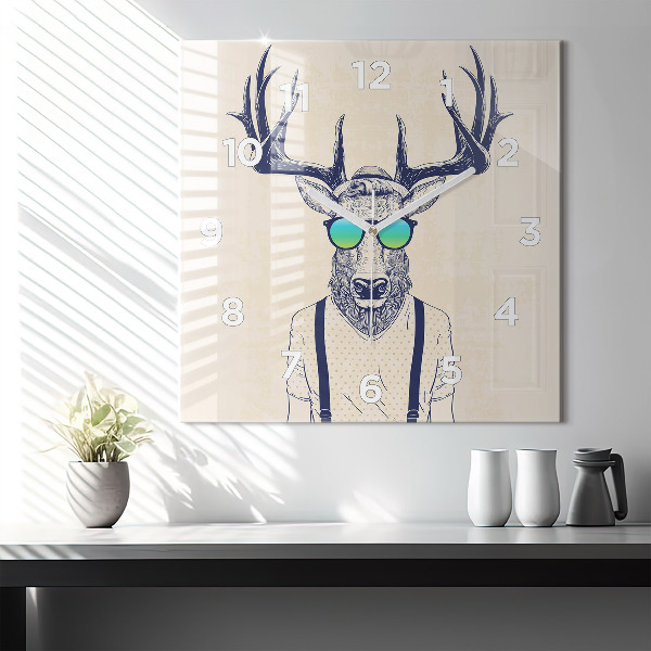 Square wall clock Abstract deer