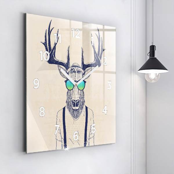 Square wall clock Abstract deer