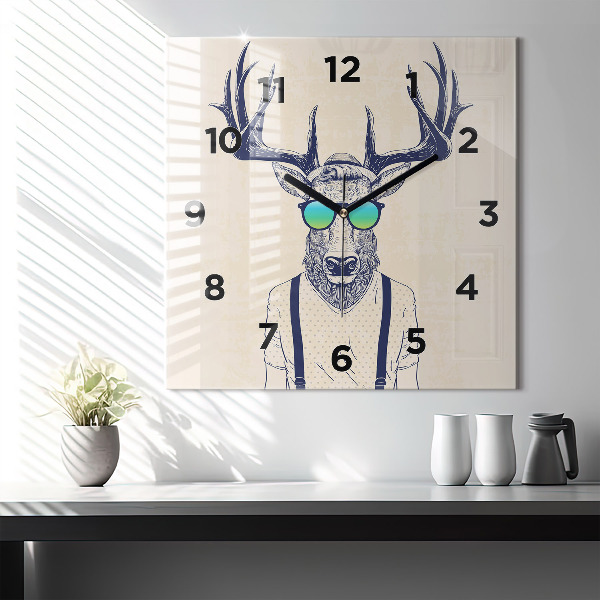 Square wall clock Abstract deer