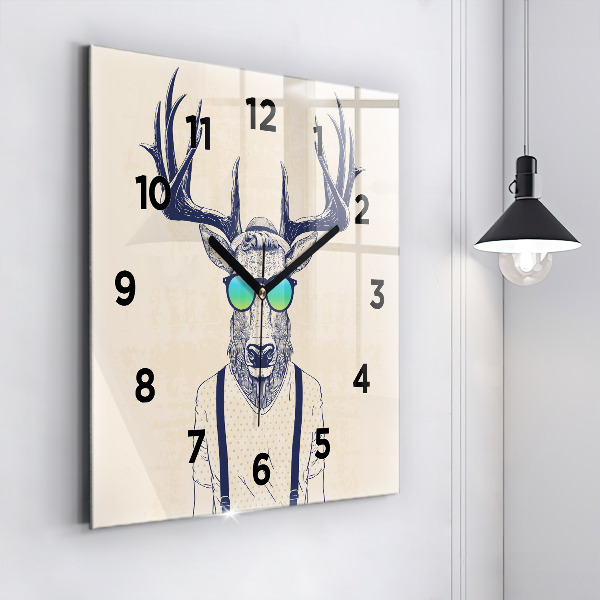 Square wall clock Abstract deer