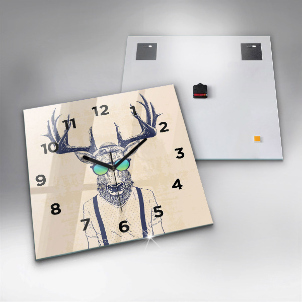 Square wall clock Abstract deer