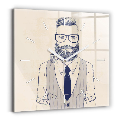 Square wall clock Man with a beard