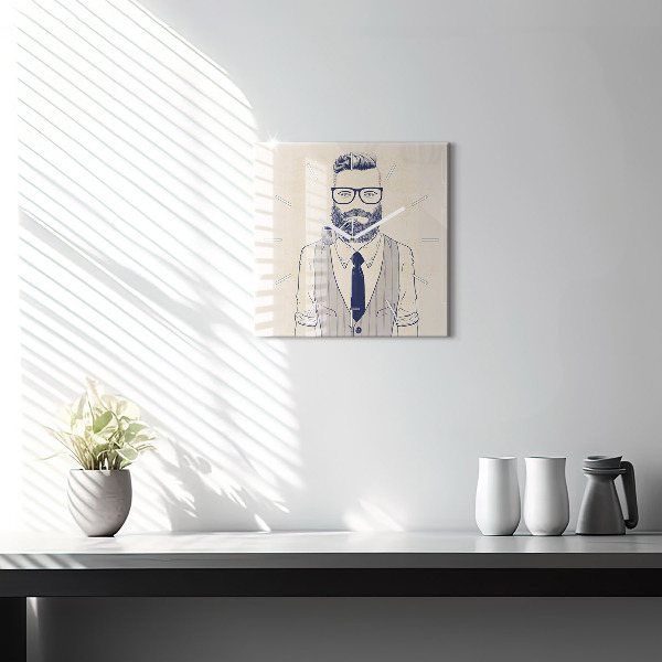 Square wall clock Man with a beard
