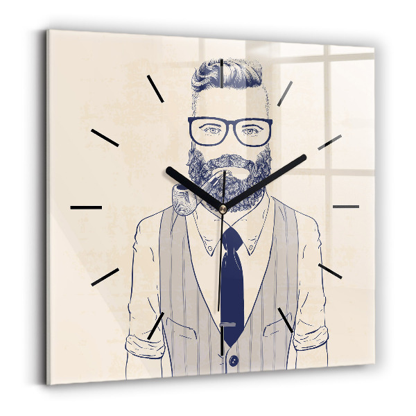 Square wall clock Man with a beard
