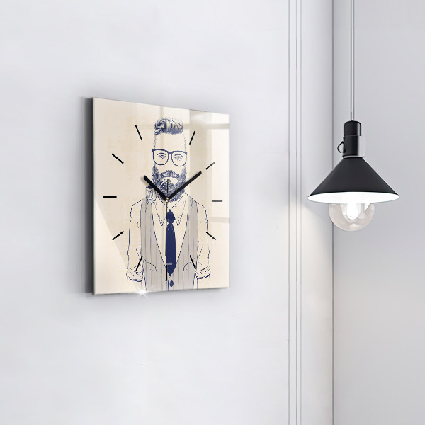 Square wall clock Man with a beard