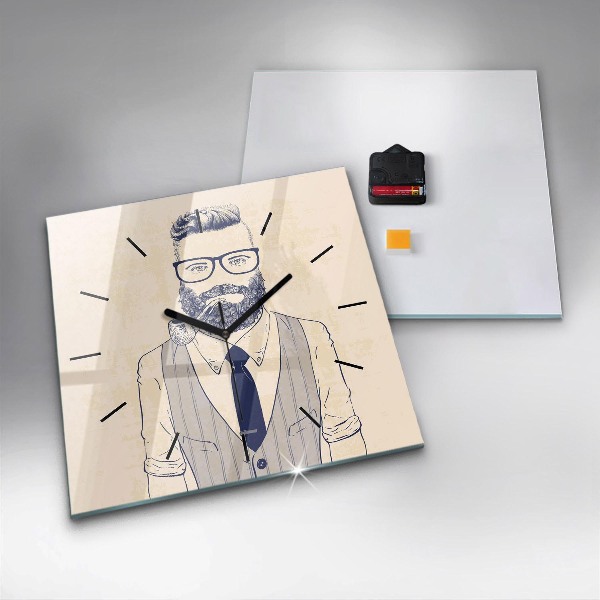 Square wall clock Man with a beard