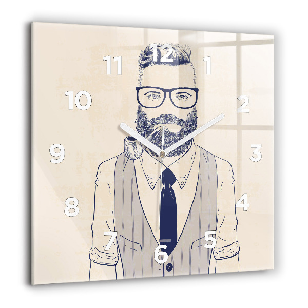 Square wall clock Man with a beard