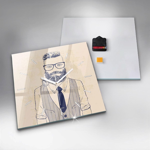 Square wall clock Man with a beard