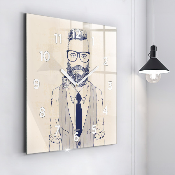 Square wall clock Man with a beard