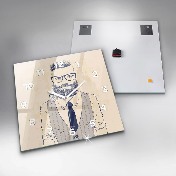 Square wall clock Man with a beard