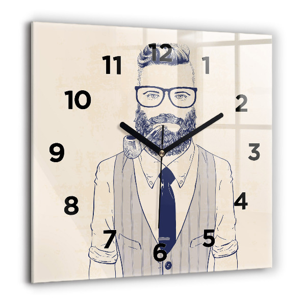 Square wall clock Man with a beard