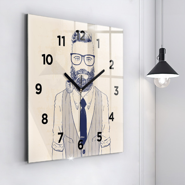 Square wall clock Man with a beard