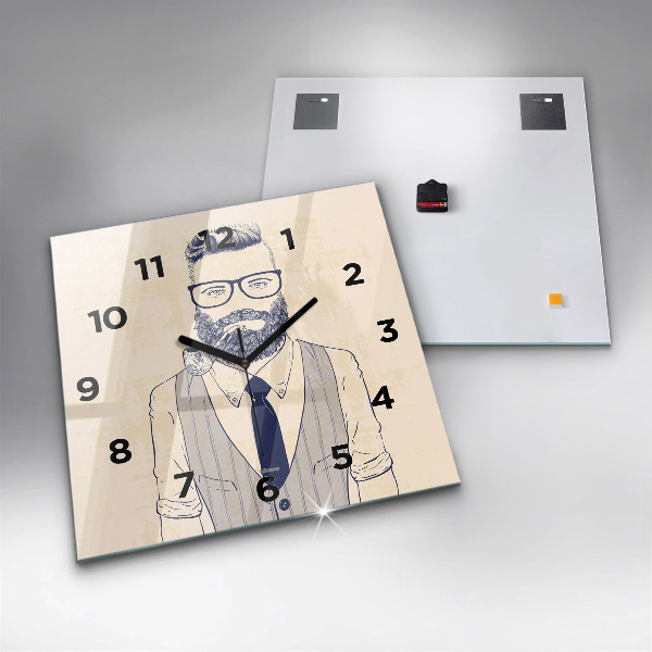 Square wall clock Man with a beard