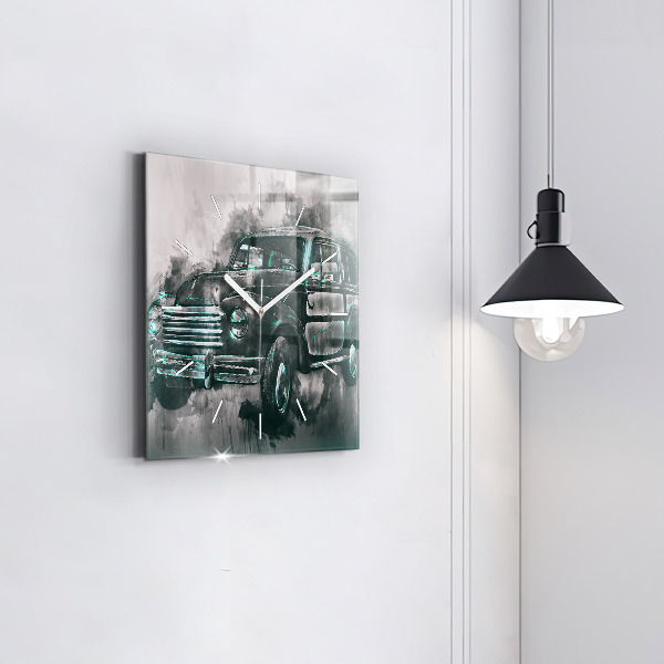Square wall clock Old School Car