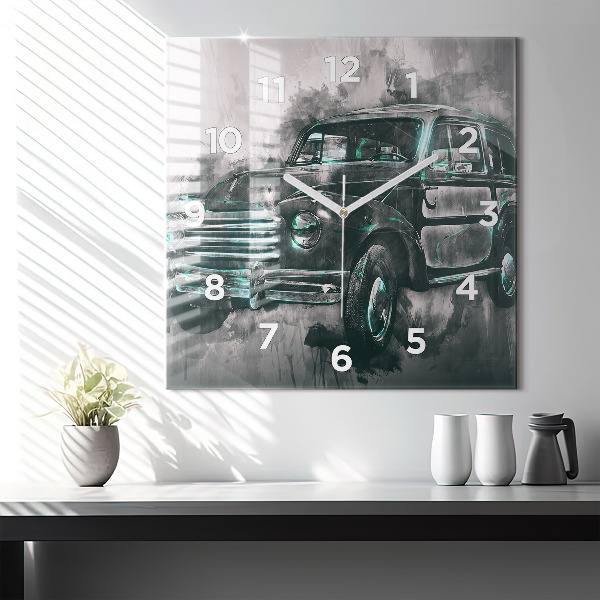 Square wall clock Old School Car