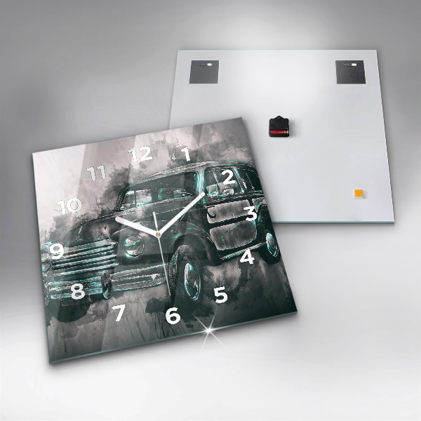 Square wall clock Old School Car