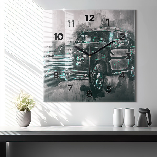 Square wall clock Old School Car
