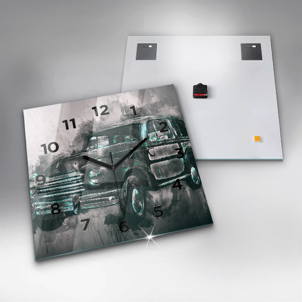 Square wall clock Old School Car