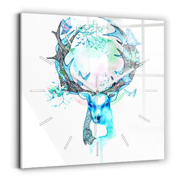 Square wall clock Deer illustration