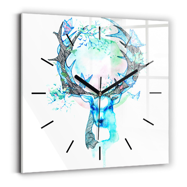 Square wall clock Deer illustration