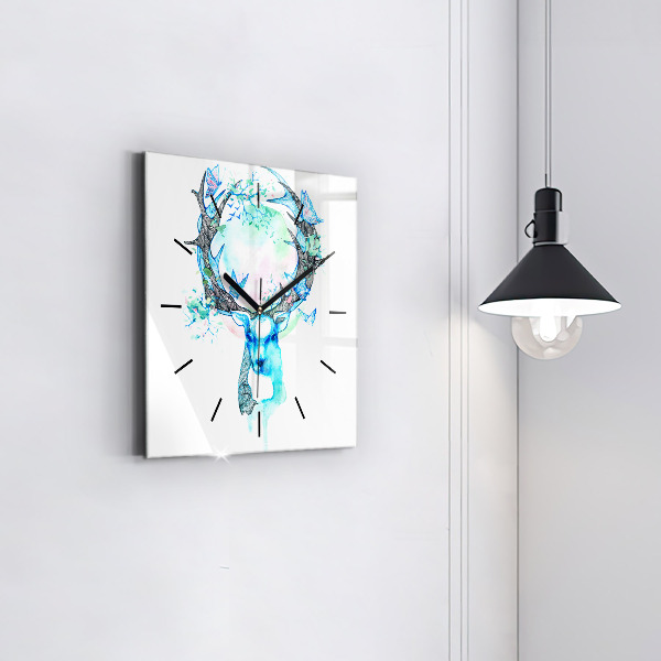 Square wall clock Deer illustration