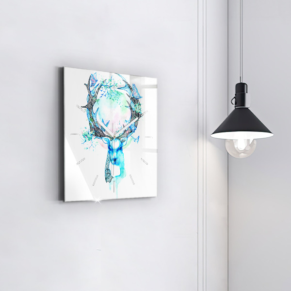 Square wall clock Deer illustration