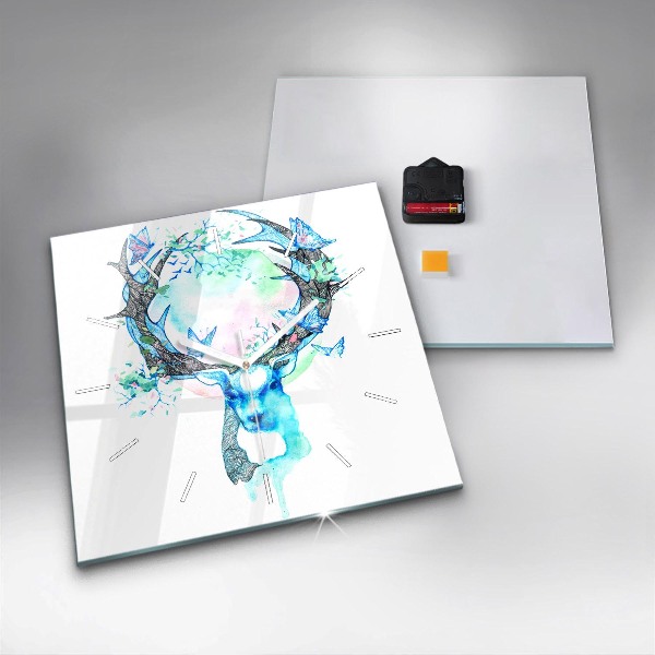Square wall clock Deer illustration
