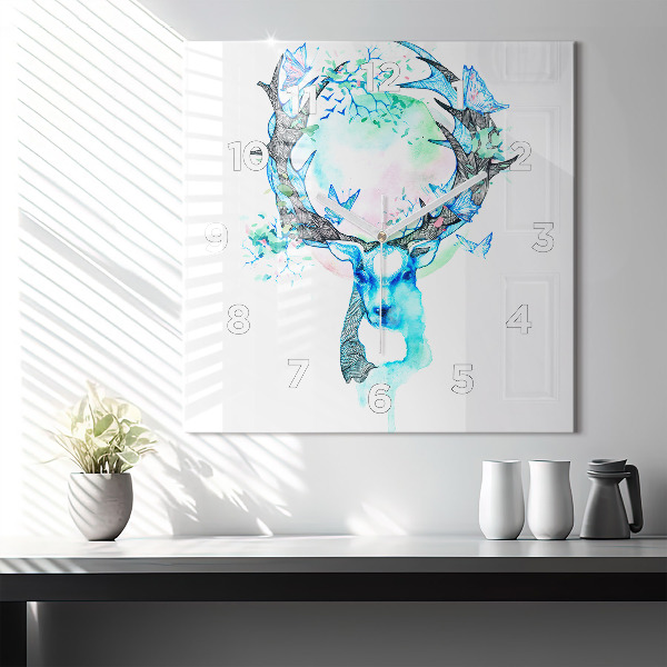 Square wall clock Deer illustration