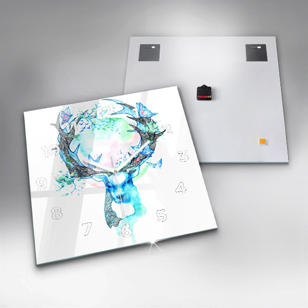 Square wall clock Deer illustration
