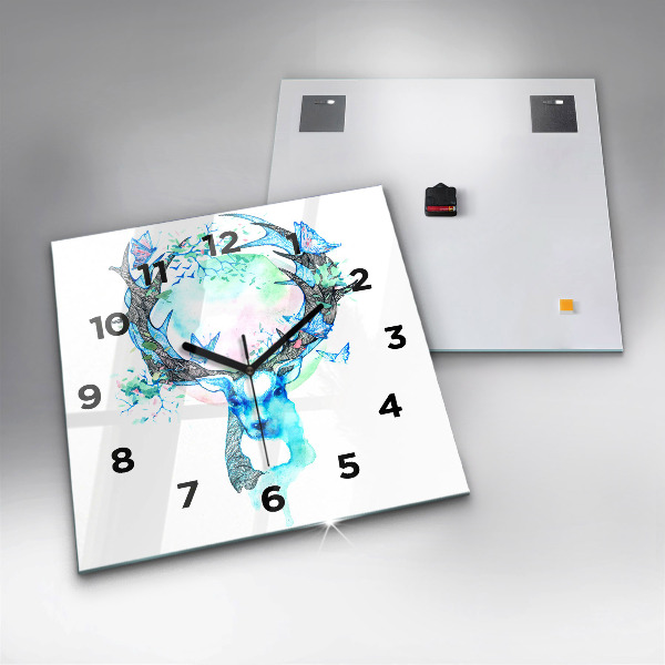 Square wall clock Deer illustration