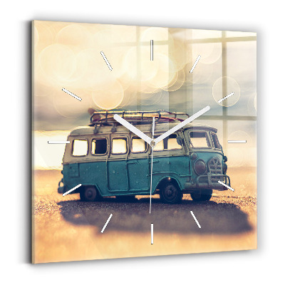 Square wall clock Camper on the beach