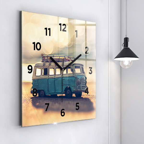 Square wall clock Camper on the beach