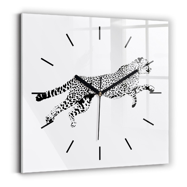Square wall clock Silhouette of a panther