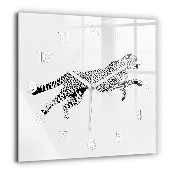 Square wall clock Silhouette of a panther