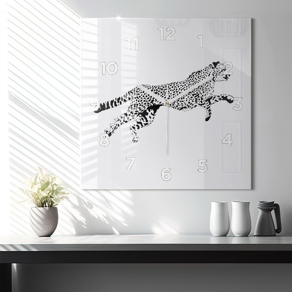 Square wall clock Silhouette of a panther