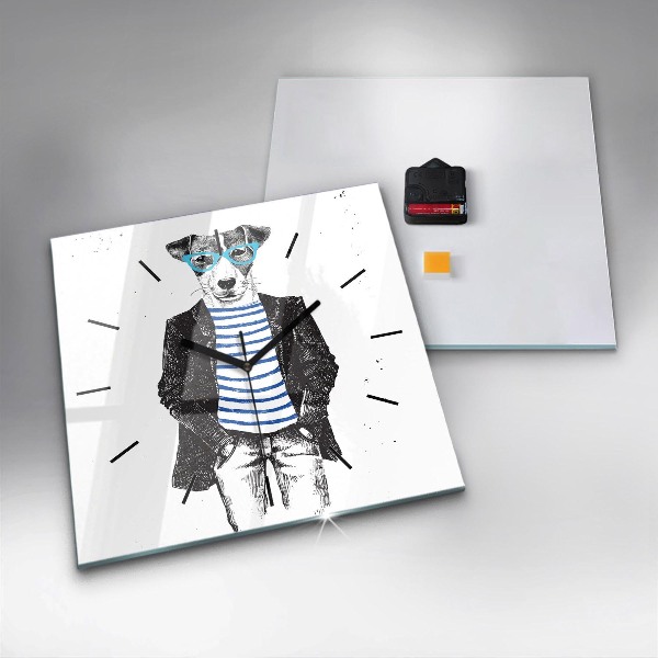 Square wall clock A dog in a human body