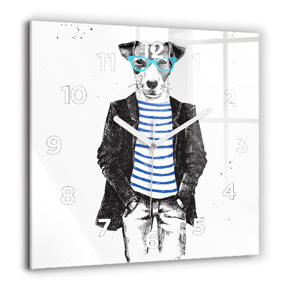 Square wall clock A dog in a human body