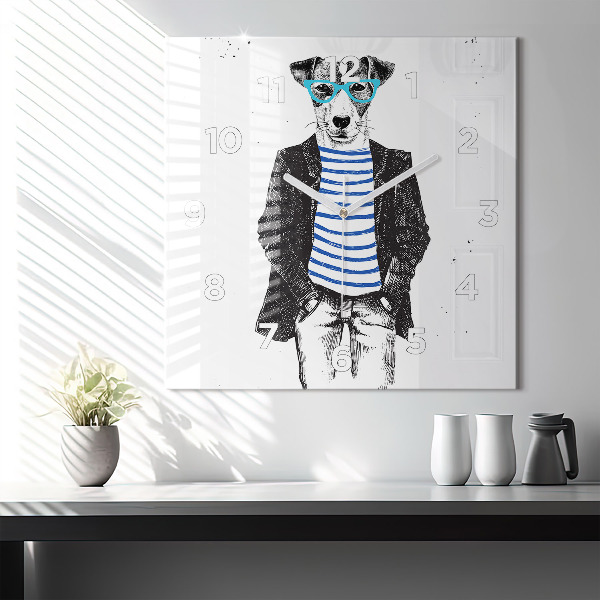 Square wall clock A dog in a human body