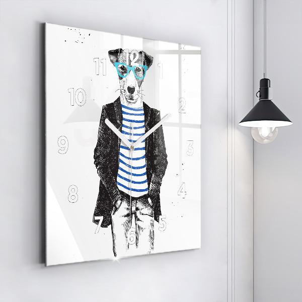 Square wall clock A dog in a human body