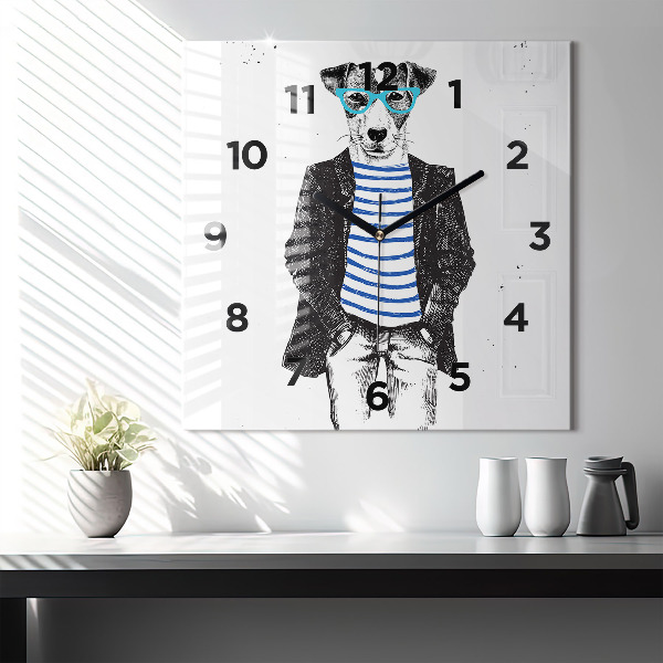 Square wall clock A dog in a human body