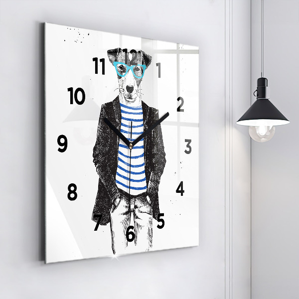 Square wall clock A dog in a human body