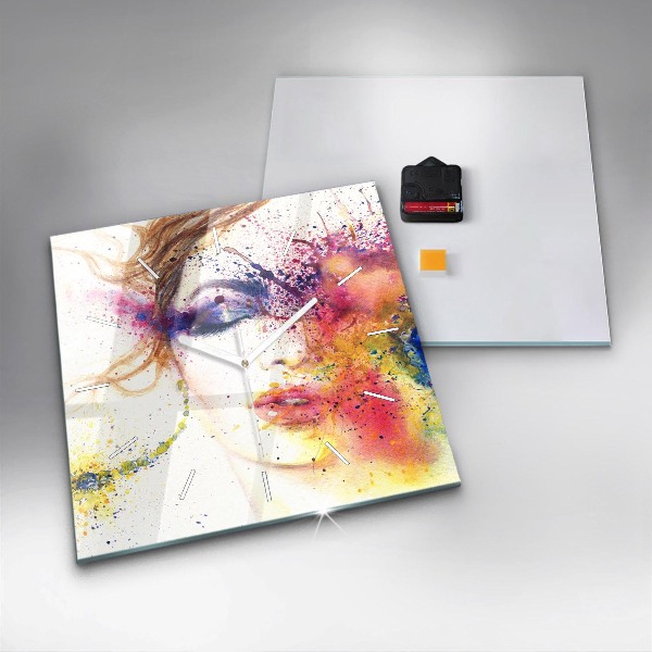 Square wall clock Portrait of a Mysterious Woman