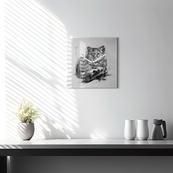 Square wall clock Painted lion